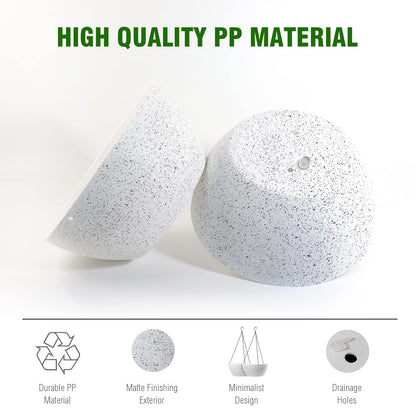 WSMKSZ 10 inch Hanging Planters for Outdoor Indoor Plants with Drainage Holes and Chain, 2 Pack Round Hanging Flower Plant Pots for Garden Home Porch Decor, Speckled White
