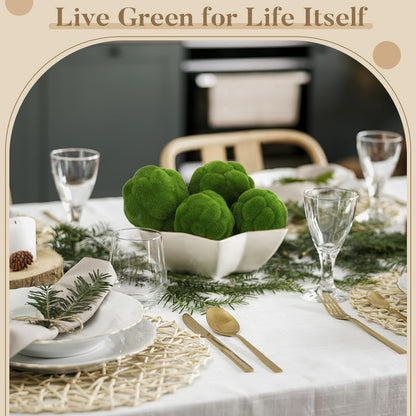 STOBAZA Moss Balls 2 PCS Green Moss Balls Decorative for Bowl Filler, Artificial Greenery Faux Mossy Globes for Forest Core Home Centerpiece Vase Party Wedding Decors - 4" W and 4.7" W