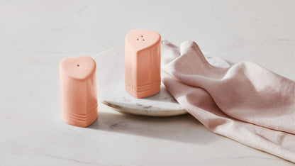 Le Creuset Stoneware Heart Shaped Salt & Pepper Shakers, 4 oz. Each, White
