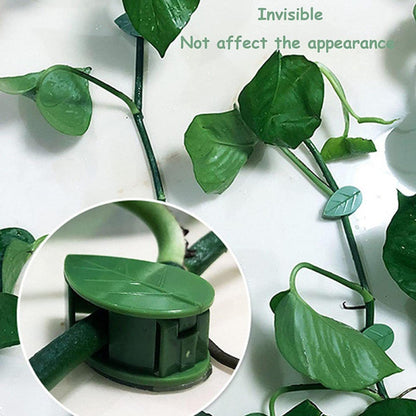LeMall Plant Climbing Wall Fixture Clips, 100PCS Self-Adhesive Plant Hooks for Wall Vines Fixing Clips Green Leaf Plant Clip Garden Wall Clip Plant Clip Green Leaf Simulation for Garden Wall Clip