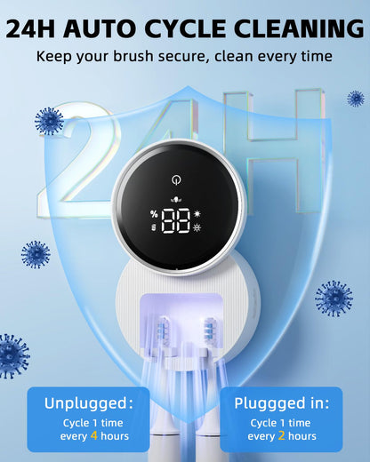 Toothbrush Holders for Bathroom, WONICO Toothbrush Sanitizer Holder, Tooth Brush Wall-Mounted Cleaner Organizer with Auto-Inductive Cover, Air Drying Fits Most Electric, Manual and Kids’ Toothbrushes
