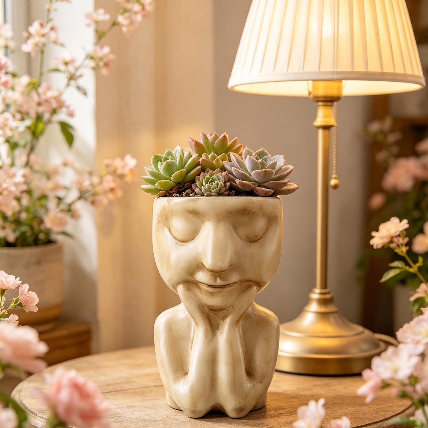 LIUXINJIAN-RHX Face Flower Pots with Thinking Pose, Head Planter Pot for Indoor Plants, Cute Succulent Pots with Drainage Hole, Gardening Gifts for Women Mom Teacher