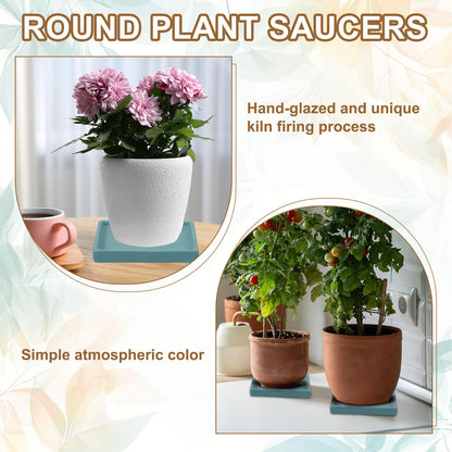 uxcell 2 Pcs Square Plant Saucers, 4.7 Inch Ceramics Plant Drip Trays for Pots, Heavy Duty Flower Pot Saucers for Indoors and Outdoors, Brown