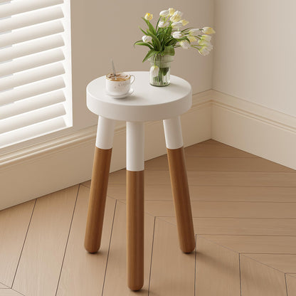 LitaEther 12" Reverse Dipped Wood Plant Stand, Wood Accent Stool,Milking Stool Drinking Table Small Side Table Set (18"+20" Tall)
