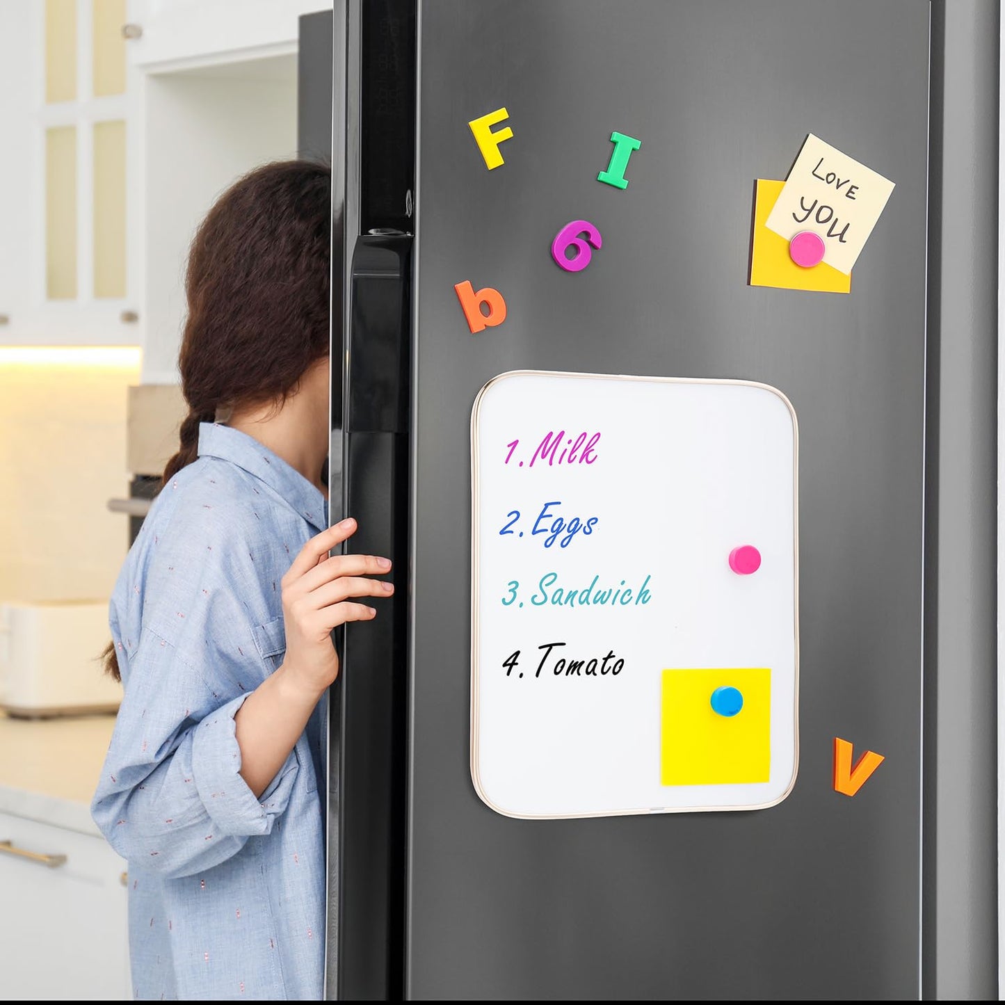 VUSIGN Small Dry Erase White Board, 8.5 x 11 Inches Mini Whiteboard, Magnetic Board for Wall, Fridge, Locker, Gold