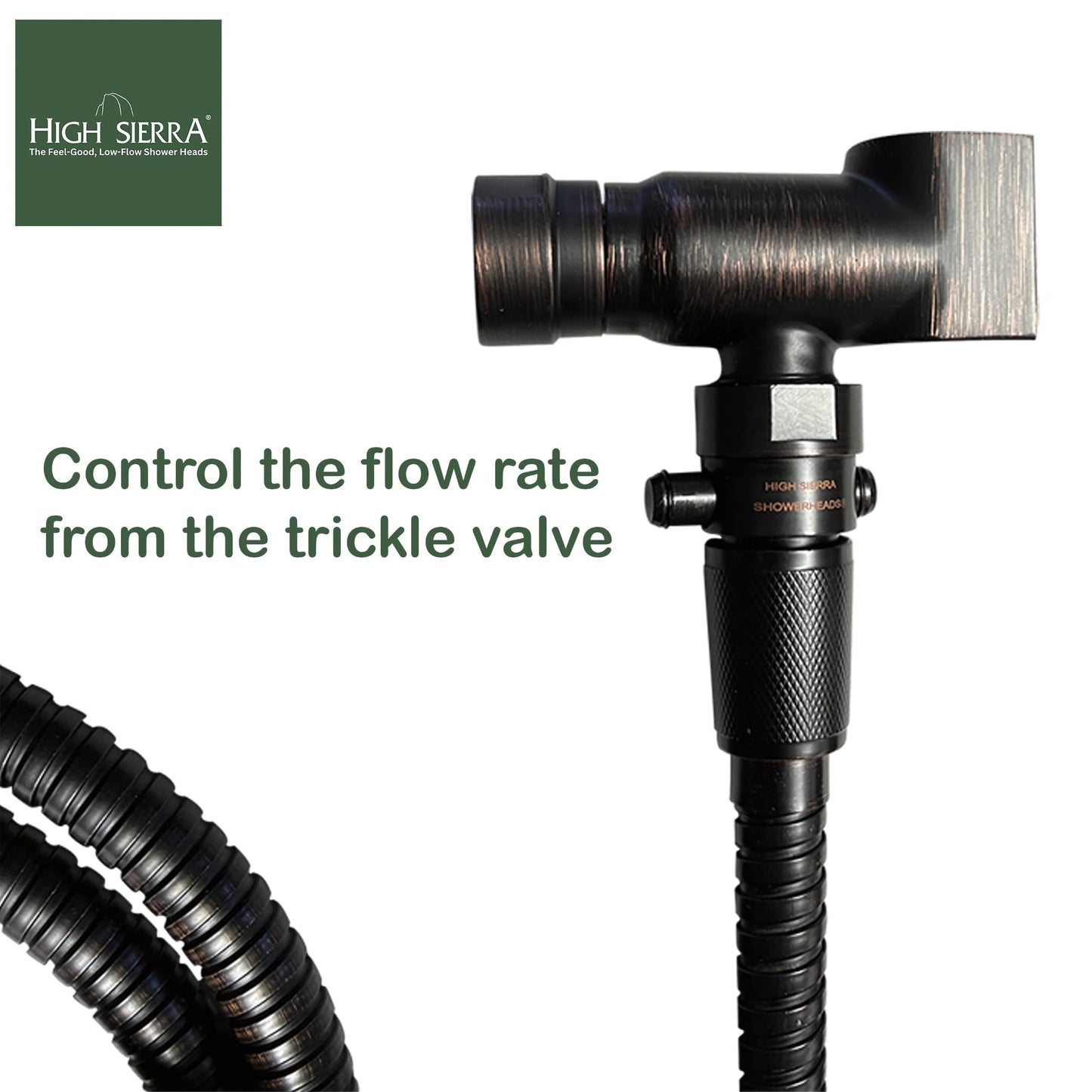 High Sierra® - All Lead-Free Brass Trickle Valve For Shower Heads. For Pause & Pressure Control. Easy To Push Button Reduces The Flow of Water or Shuts It Off to Just a Trickle - Chrome