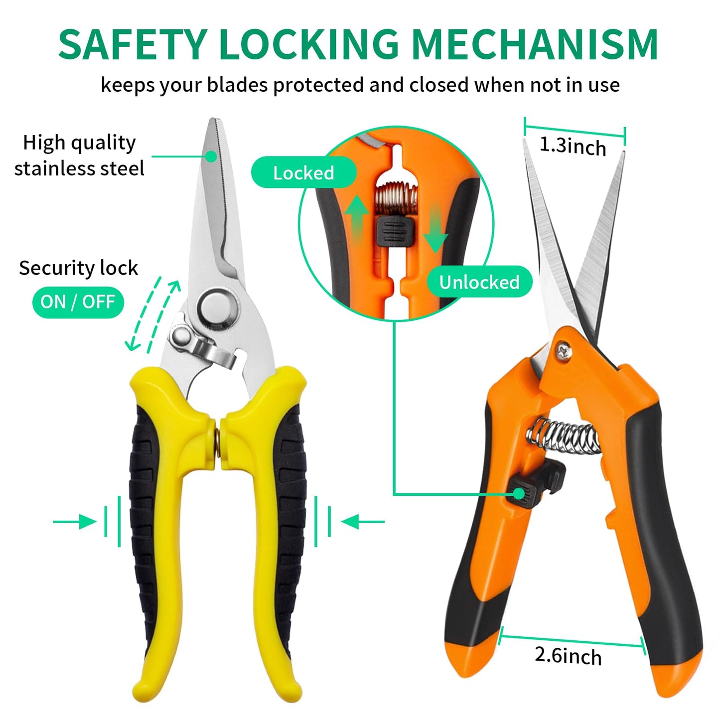 Garden Pruning Shears 3 Pack Gardening Shears Garden Scissors Stainless Steel Plant Flower Scissors Clippers Pruning Shears tijeras de jardinería