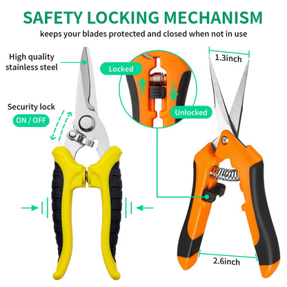 Garden Pruning Shears 3 Pack Gardening Shears Garden Scissors Stainless Steel Plant Flower Scissors Clippers Pruning Shears tijeras de jardinería