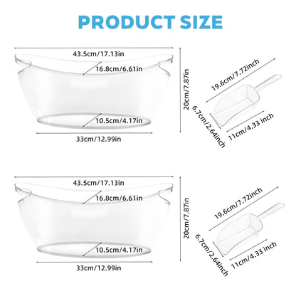Acrylic Champagne Bucket Set of 2, Ice Bucket for Parties6.5L Large Party Ice Bucket with Ice Scoop & Bottle Opener – Clear Drink Tub for Wedding, Bar, Pool Party, Beer & Wine Chilling (White-A)