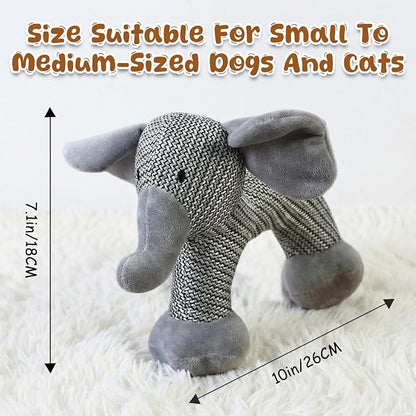 Pet Lori Linen SafariCompanions,Linen Safari Squeaky Dog Chew Toy,Robust Indestructible Dog Stuffed Toy for Small Medium Dogs,Dog Toy with Squeaker-Elephant
