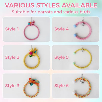 Colorful Circular Bird Swing,Bird Rope Chewing Toys Parrot Cage Bite Toys (Large Round Yellow)