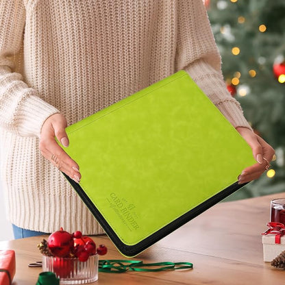 Toploader Binder,Toploader Hard Cases, 9-Pocket Pages Sleeves Hold up 288 Cards.Toploader Card Binder with Sleeves for “3×4” rigid，Card Holder(Grass Green)