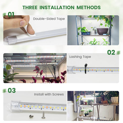 Kullsinss Under Cabinet Grow Light Strip, 36W 360LEDs Grow Lights for Indoor Plant Full Spectrum 660nm/3000K/6000K Grow Lamp with 6/12/16H Timer, 3 Spectrum Modes, 5 Brightness Levels (6 Bars/2 Pack)