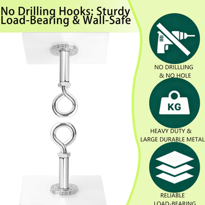 YANGYIXIN Heavy Duty Adhesive Ceiling Hooks, 4-Pack Ceiling Hooks for Hanging Plants – No-Drill 25lb Hold. Strong Adhesive Hooks Heavy Duty for Reliable Indoor or Outdoor Support.