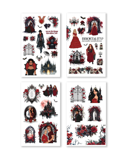Rongrong Dark Hearts Halloween Planner Sticker Book – 24 Pages of Gothic, Vampire-Inspired Stickers – Perfect for Journals, Scrapbooks, Dark Academia & Spooky October Planner Spreads