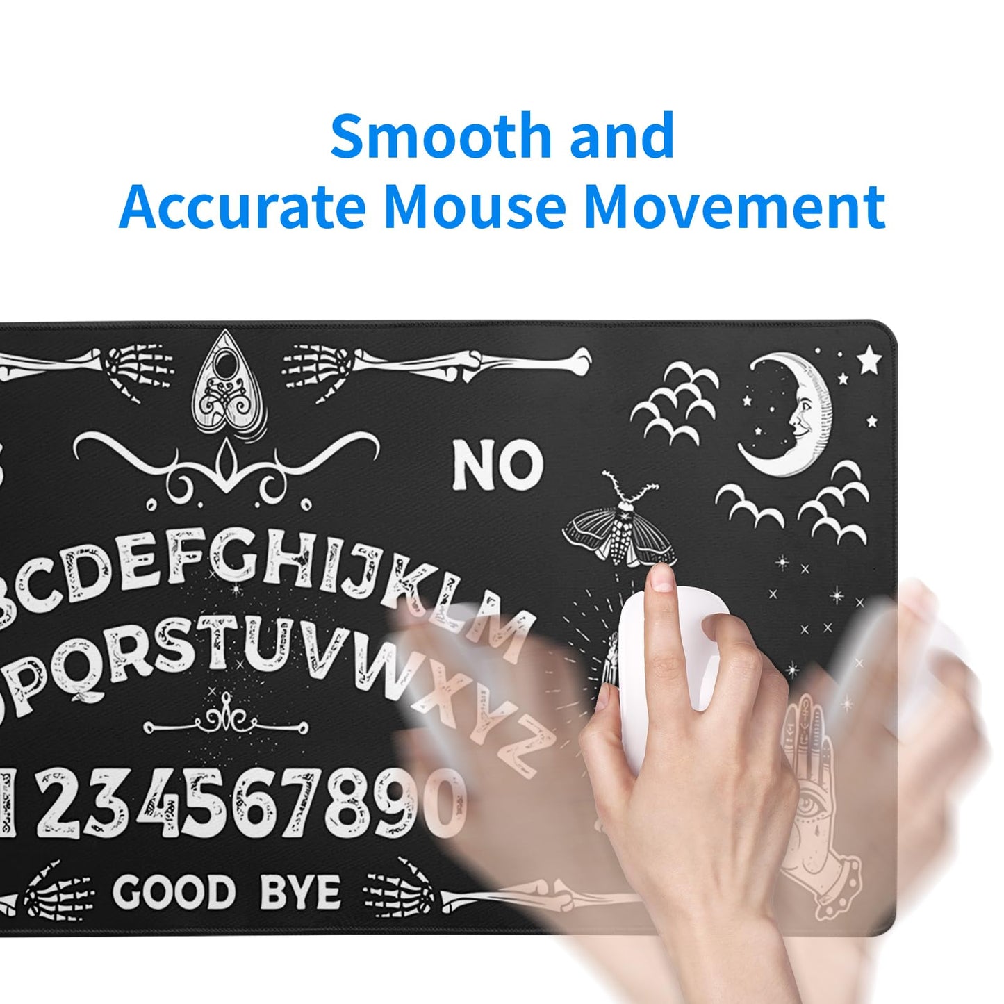 Mysterious Spirit Goth Gaming Mouse Pad 27.6x11.8 Inch Large Desk Mat Black Extended Pads Big Mousepad Non-Slip Rubber Base Keyboard Mat with Stitched Edges for Gaming Laptop Computer PC Desktop
