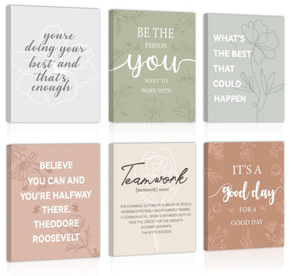 CHDITB Inspirational Canvas Wall Art, You Are Doing Best Wall Decor, Botanical Floral Line Art Poster,Positive Teamwork Affirmation Framed Posters For Office Women Bedroom Living Room Decor 8”X10”