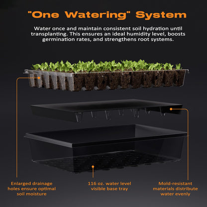 Patigrow 60-Cell Self-Watering Seed Starter Tray with Grow Light, Seed Starter Kit with 4.07” Humidity Dome, Indoor Seedling Starter Tray, Seed Starting Trays for Plant Germination, Seeds Growing