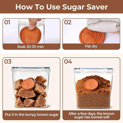 ComSaf Brown Sugar Container Set of 2 (2.5L/2.6Qt), Airtight Food Storage Containers with Lids and Terra Cotta Brown Sugar Saver, Plastic Canisters Sets for Kitchen, Pantry Organizer for Flour, Baking