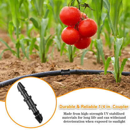Gardrip Drip Irrigation Coupling Fittings：120 Pieces Barbed Coupler Irrigation Parts with Sharp End Fits for 1/4 Inch Irrigation Tubing Drip Line Connectors for Garden Lawn Irrigation System