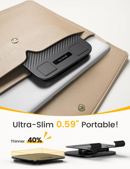 Lamicall Adjustable iPad Stand for Desk - [Ultra-Slim Foldable][360°Rotation] Tablet Holder Stand with Heavy-Duty Base, Mother Day Kindle Holder for 4.7-13" Device, iPad Pro Air Mini, Kindle, E-Reader