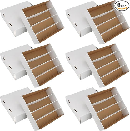 Trading Card Storage Box 3120 Count Collector Cards Box White Sports Card Storage Boxes Card Sorting Tray Cases Cards Collection Trading Cards Box for Soccer Basketball Cards(6 Set)
