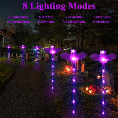 Xingpold Halloween Decorations Outdoor Solar Bat Garden Lights,6 Pack 56LED Solar Halloween Bats Lights, Waterproof Solar Pathway Lights for Outside Patio Yard Lawn Grave Party Gifts Decor Purple
