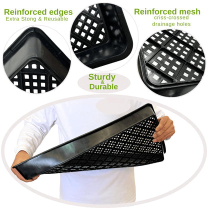 ILITING 1020 Mesh Tray Soil Blocking Tray 1020 Trays Seedling Starter Trays 10 Pack Black 10x21 Inches for Microgreens Hydroponic