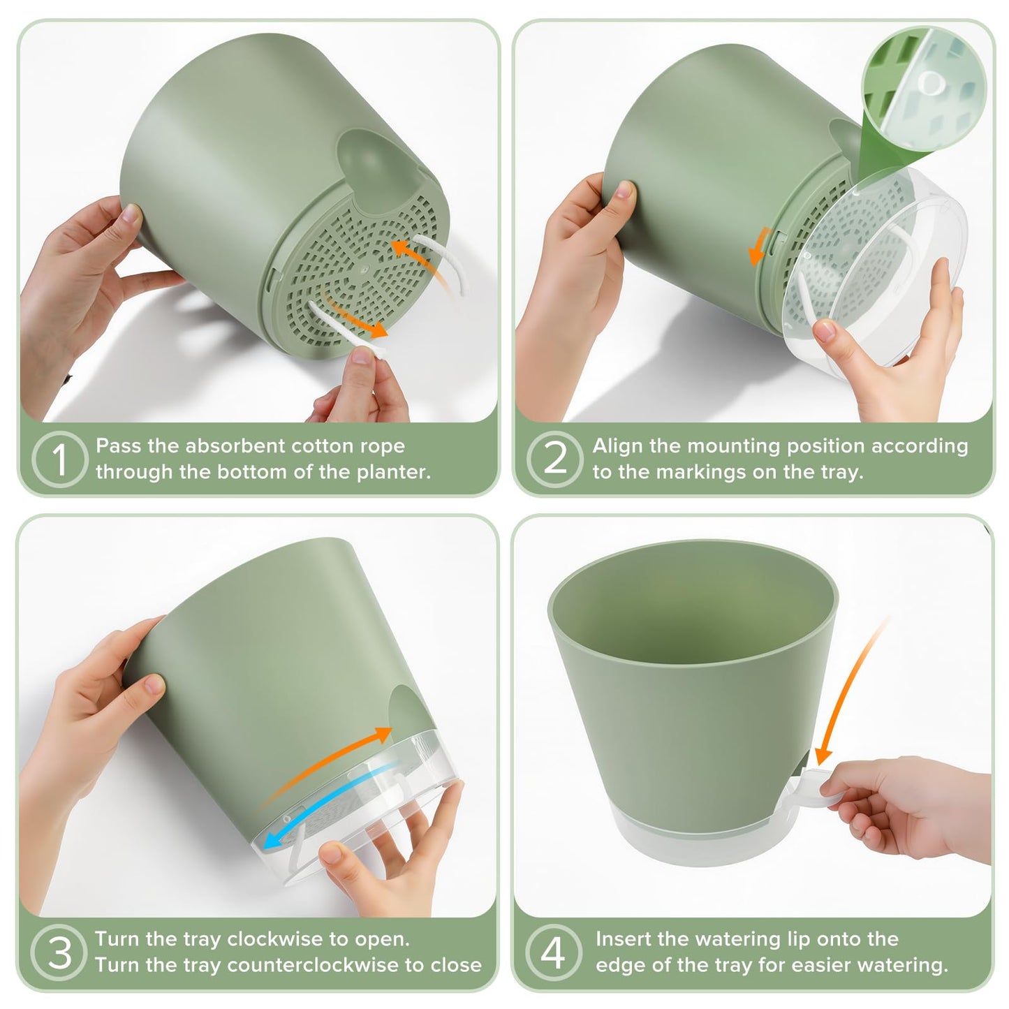 GARDIFE 2026 Upgraded Self Watering Plant Pots with Drainage Hole, 8/7/6.5/6/5.5/5/4 Inch Flower Planting Containers for House Plants, African Violet, Flowers, Cactus (Green, 8+7+6.5+6+5.5+5+4 inch)