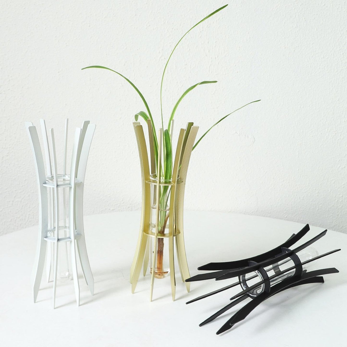 Gcljlmy Hydroponic Plant Glass Tube Flower Vase Desktop Decoration Sturdy Decorative for Plant Propagating Terrariums (Golden 7x7x20cm)