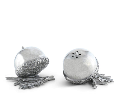 Vagabond House Pewter Metal Acorn Forest Salt and Pepper Shaker Shakers Set 2 inch x 2 inch