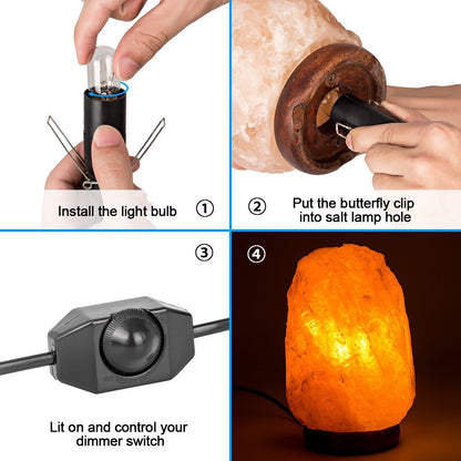 haraqi Himalayan Salt Lamp Cord and Bulb with Dimmer Switch,Original Replacement Cord Bulb for Salt Rock Lamps, 6ft Cord