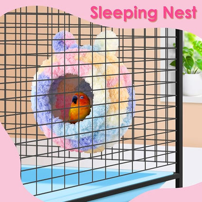 KATUMO Lovebird Nest, Bird Breeding Bed Parrot Snuggle Hut Conure House for Budgie Cockatiel Conure Lovebird Canary Finch Hamster Small Pets