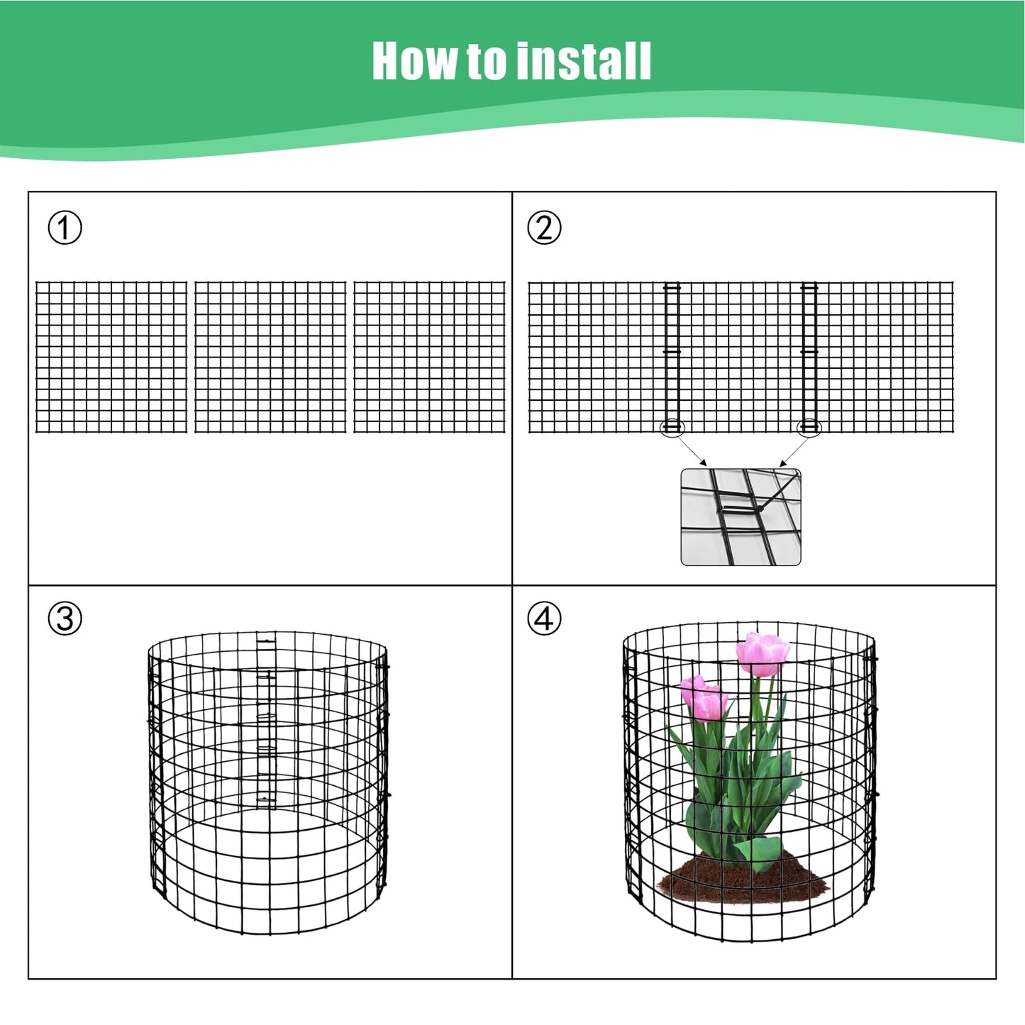 Eunika 18 Pcs Round Plant Protector from Animals, 6 Pack 12" x 12" Metal Mesh to Keep Animals Out Wire Plant Protectors for Rabbits Chicken Bunny Barricades for Garden Vegetable Flowers Protection