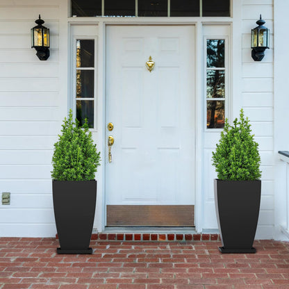 FIASON 21" Tall Outdoor Planters Set of 2,Front Porch Planter Pots with Drainage Design Holes for Patio, Porch, Garden, Indoor,Black