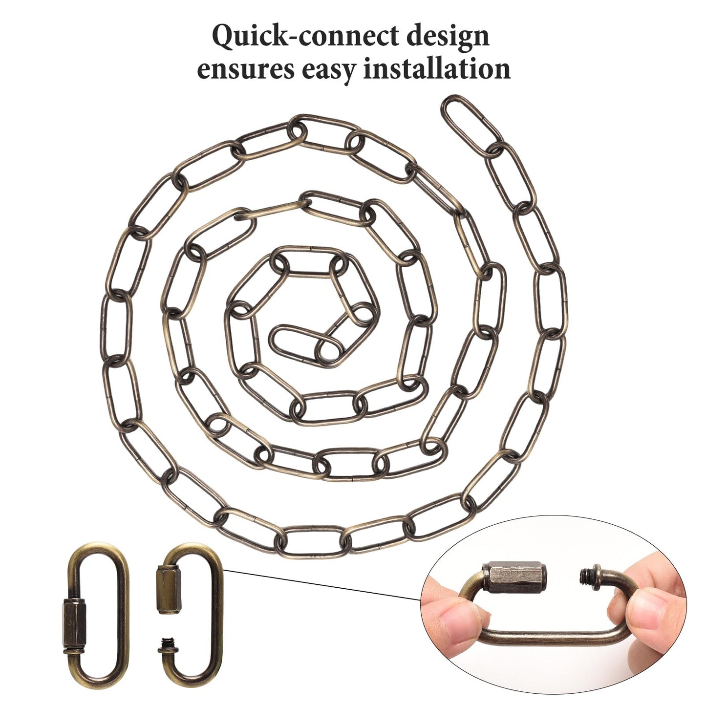 Chandelier Chain 6/10/15 Feet SANGLE SOPFFY Light Fixture Chain for Chandelier or Swag Light Fixtures,Lighting Chain Extension with Link Locks, Plant Hanging Chain(Bronze, 6 Feet)