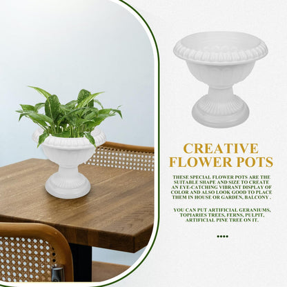 BESPORTBLE Roman Flower Pot: Decorative Plastic Flower Pots Roman Plant Containers Small White Urn Planters for Wedding Centerpiece Home Balcony Decor, 6.24 * 5.5inch