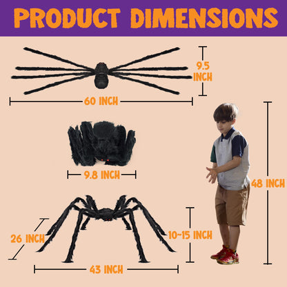 JOYIN Halloween Outdoor Decorations Giant Spider, 5 Ft Large Spider for Yard Lawn Garden Patio Scary Halloween Outside Decor, Indoor Haunted House Prop and Home Party Decor, Black