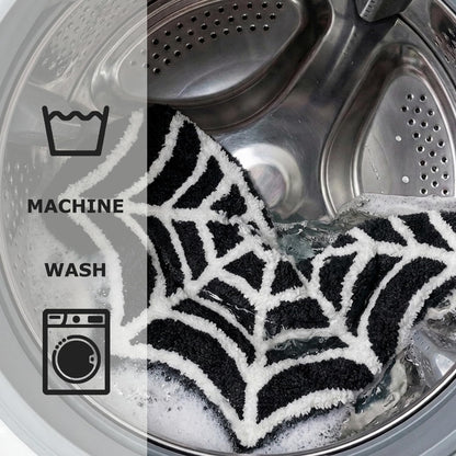 Casasphere Spider Web Bathroom Rugs, Halloween Bath Mat Non-Slip Bath Rug Machine Washable Goth Rug, 31"×20" Small Area Rugs for Front Door Bedroom Kitchen（Black）