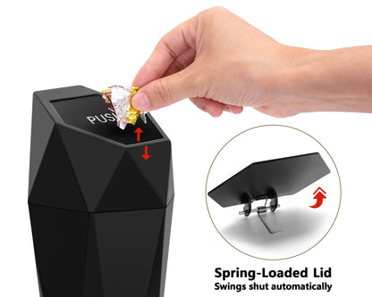 Ginsco 2 Pack Car Trash Can with Lid, Cup Holder Garbage Can for Car, Garbage Bin Cars Accessories for Interior, Leakproof Small Trash Bin, Mini Trash Can for Cars, Home, Bedroom, Office (Black)