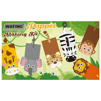 WATINC 6Pcs Hand Puppet Making Kit, Art Craft Felt Sock Puppet Toys, Creative DIY Make Your Own Pompoms Wiggle Googly Eyes Storytelling Role Play Party Supplies Gift for Girls Boys (Wild Animals A)