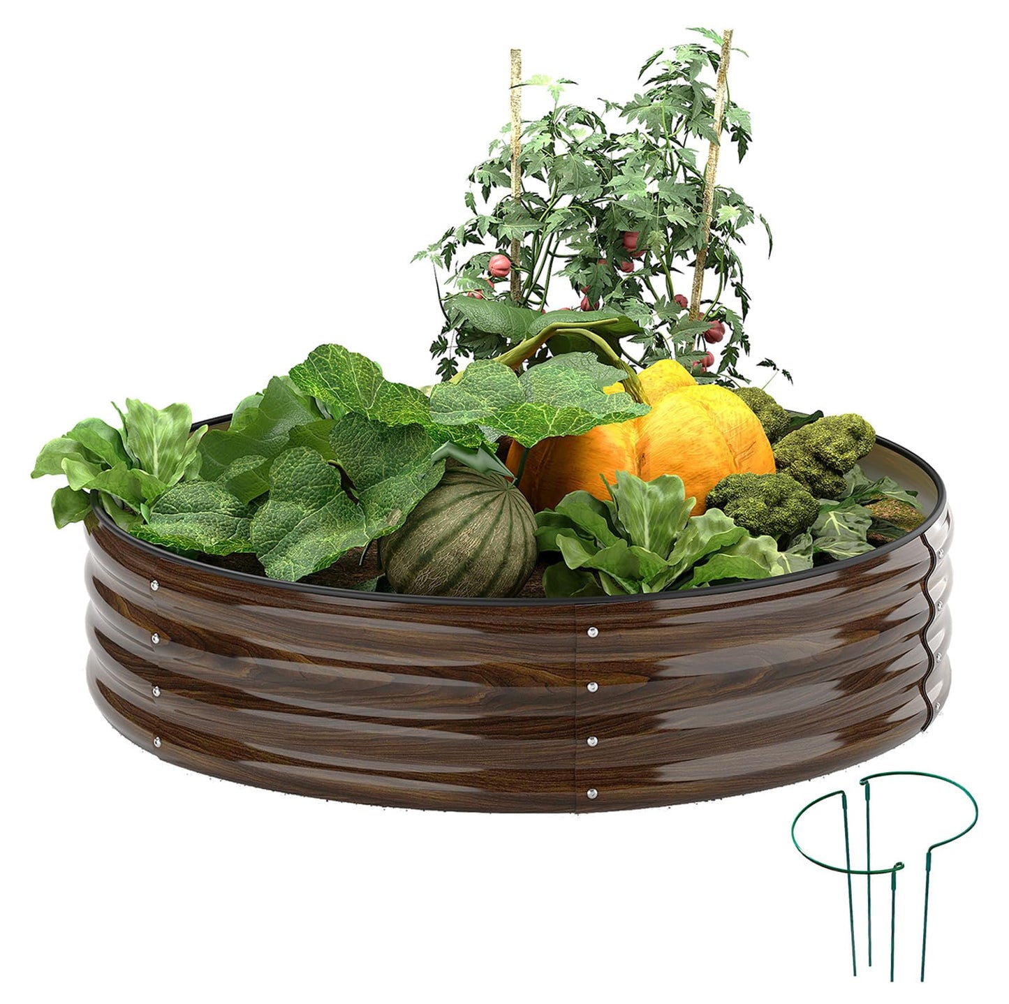 ZFHgarden Galvanized Metal Raised Garden Bed Kit for Gardening Outdoor Planter Grow Garden Box Raised Flower Bed Round Galvanized Planter Outdoor 2x2x1FT