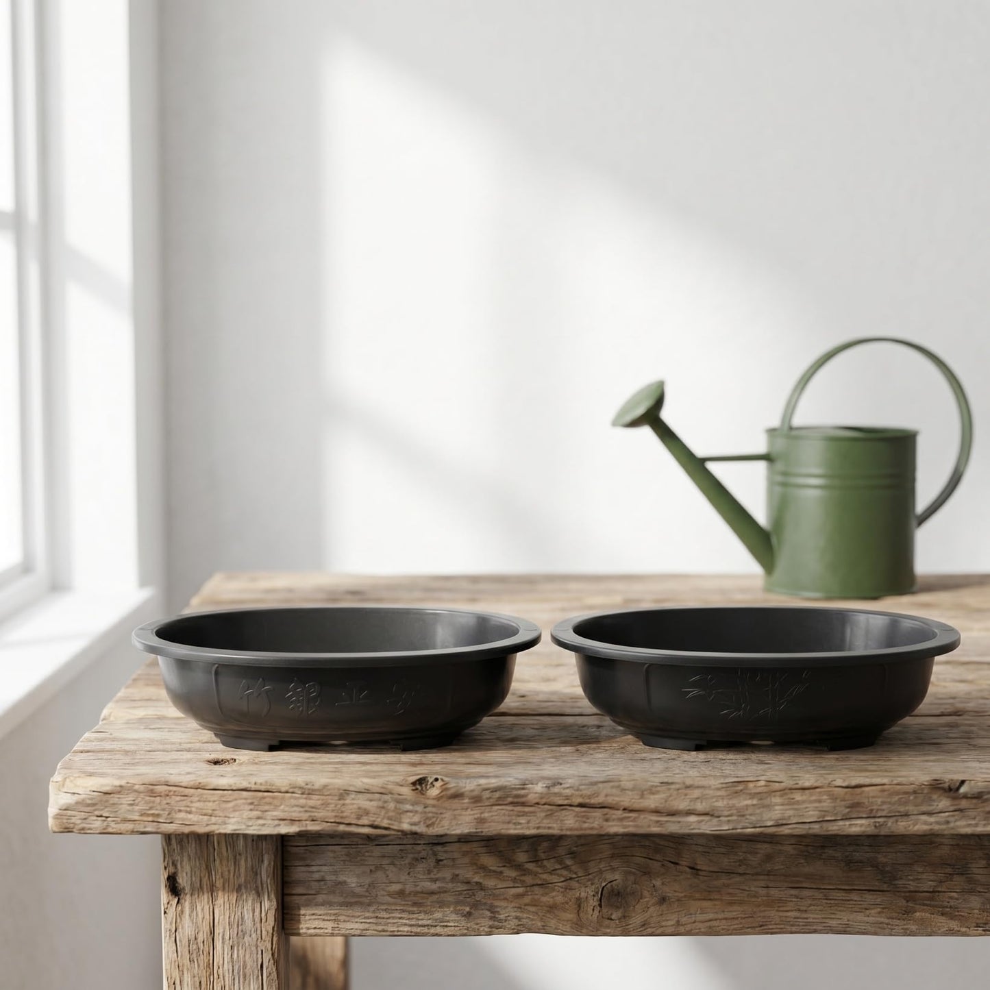 Kisangel 2pcs Large Oval Plastic Bonsai Pot Reusable Planting Planter for Indoor Outdoor Gardening with Drainage Holes, Suitable for Flower and Tree Cultivation