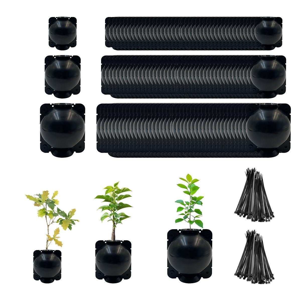 Aulufft 30 PCS Air Layering Propagation Kit with Zip Ties, Black Reusable Air Layering Pods, Plant Root Growing Box, Tree Rooting Grafting Box for Fast Propagation Plants (10S+10M+10L)
