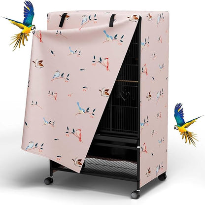 Tchvt Nighttime Bird Cage Covers with Zipper Panel Blackout Birdcage for Winter Universal Breathable Large Good Night Enclosure for Bird (Bird Designs, 38x24x48 inch)