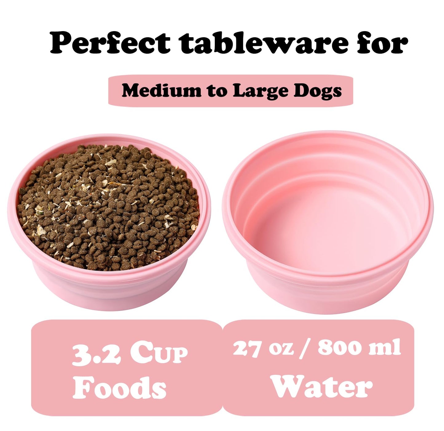 Large Collapsible 40 OZ Travel Dog Bowls, 2 Pack with Lids, Foldable Silicone Food & Water Bowl for Large Dogs, Lightweight & Leak Proof, Perfect for Outdoor Travel, Camping & Hiking