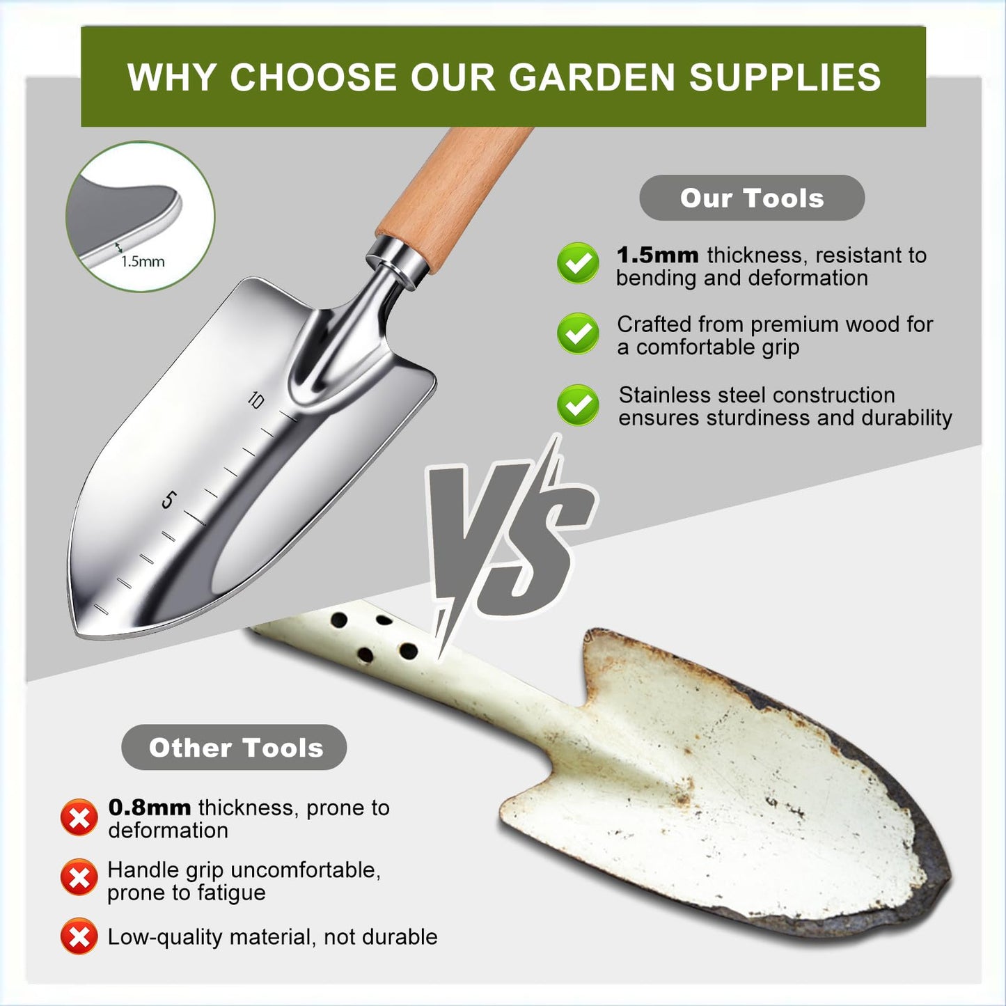 Kynup Gardening Tools, Garden Tools Set-9 Piece Gardening Gift for Women, Gardening Kit Ideal Hand Gardening Spades, Thickened Stainless Steel, Rust-Proof, Garden Supplies, Essentials, Garden Stuff