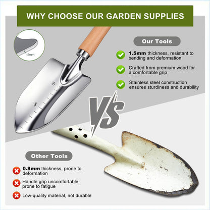 Kynup Gardening Tools, Garden Tools Set-9 Piece Gardening Gift for Women, Gardening Kit Ideal Hand Gardening Spades, Thickened Stainless Steel, Rust-Proof, Garden Supplies, Essentials, Garden Stuff