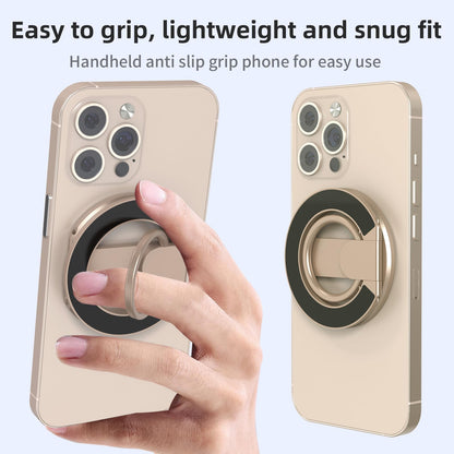 RESPECTED BRO-Magnetic-Phone-Ring-Holder with Dual Rings, Compatible with iPhone 17/16/15/14/13/12, Multifunctional Stand for Office, Gym, Kitchen & All Metal Surfaces, Finger Loop Grip (Desert Gold)