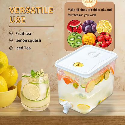 Beverage Drink Dispenser for Fridge, Plastic Beverage Dispenser with Spigot，Juice Container Sealed with Filter Screen，Cold Hot Drink Jug for Christmas Party Supplies (1PCS 2 Gallon)